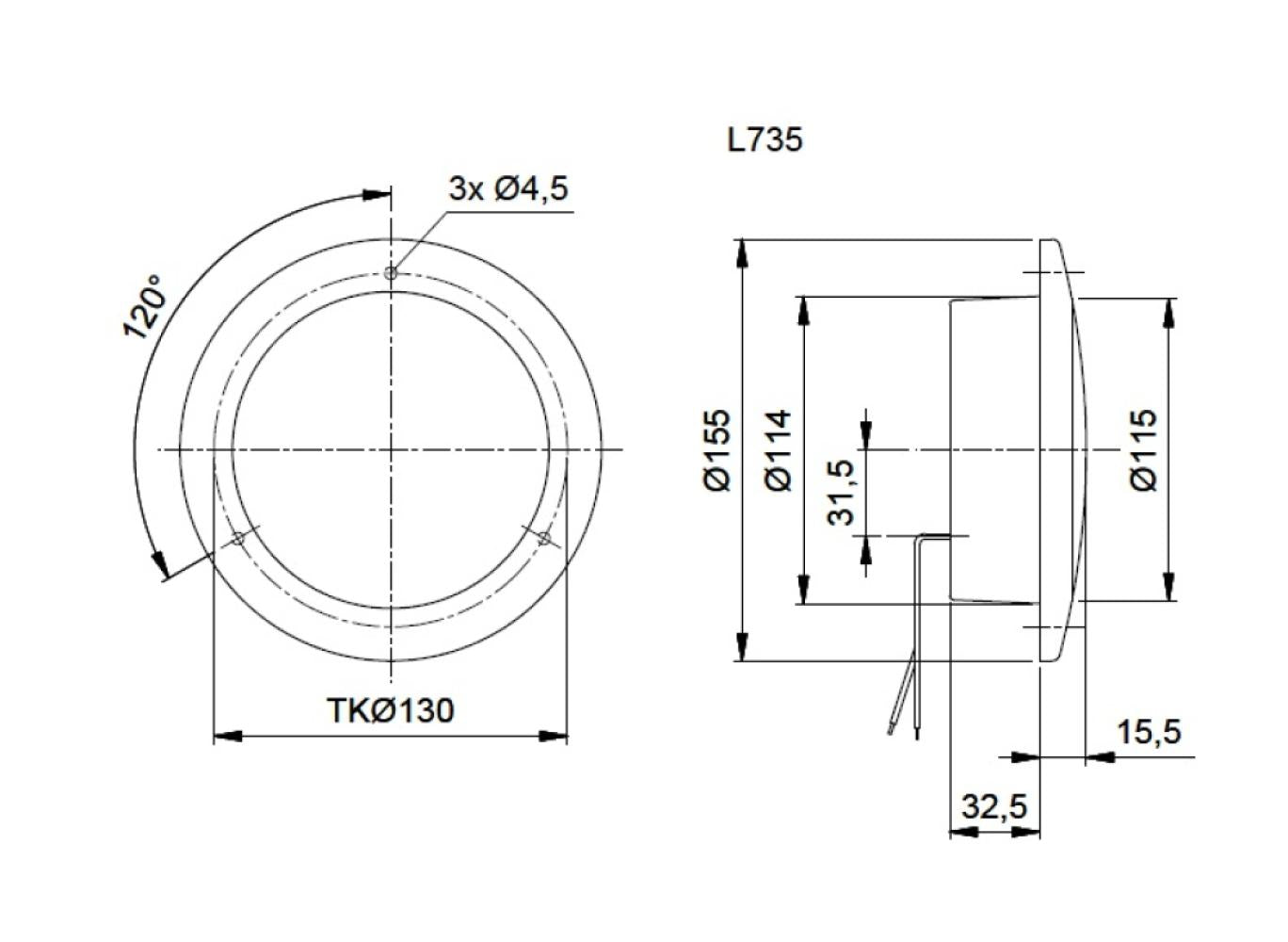 Jokon Achteruitrijlicht LED 735 met Reflector Rond Wit/Rood