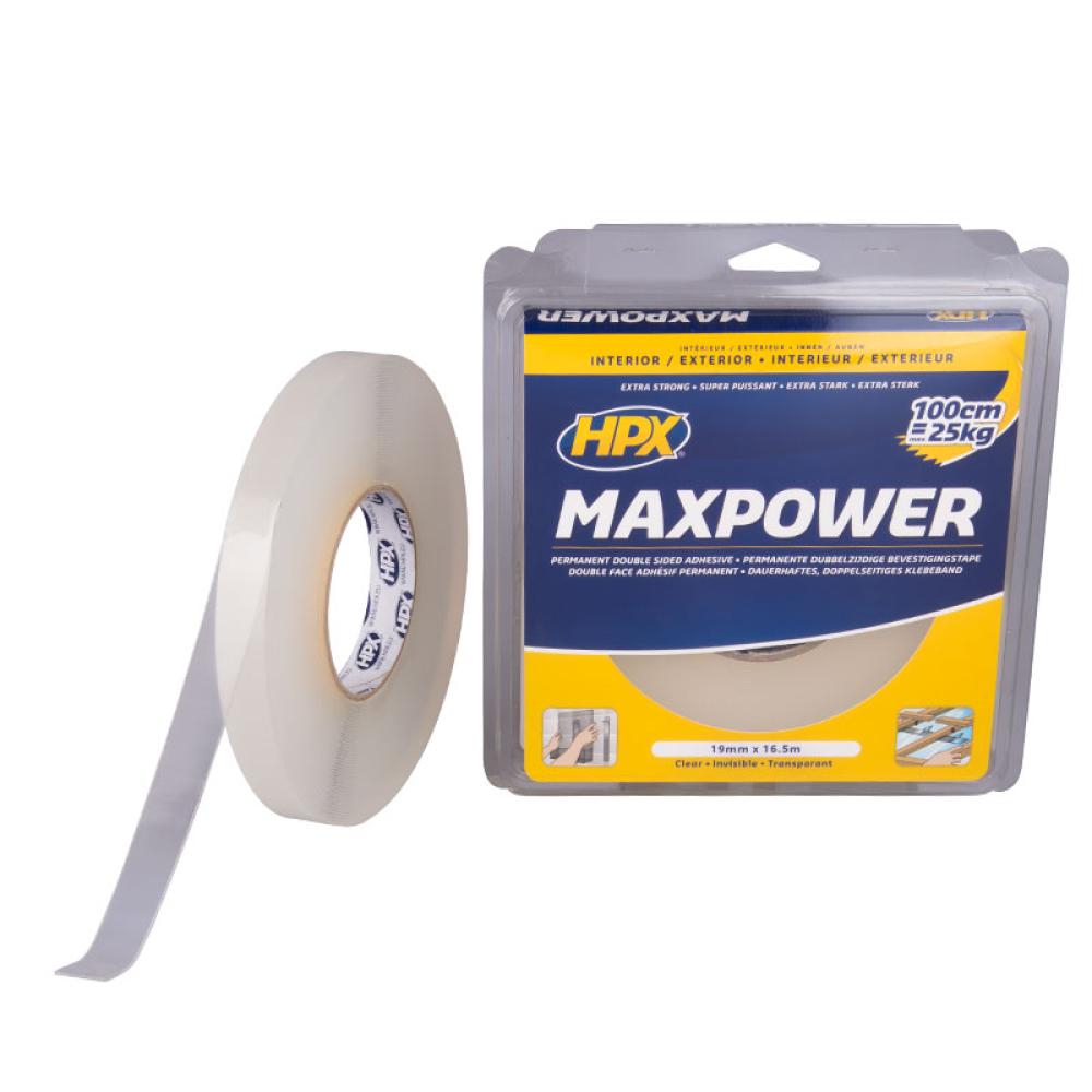 HPX Max Power Bevestigingstape 16.5mtrx19mm Transparant