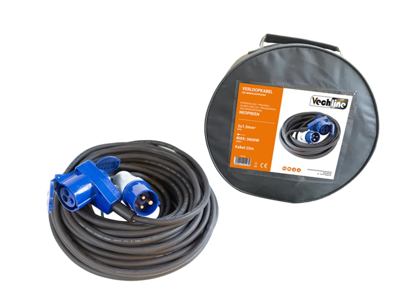 Vechline Verloopkabel 3x2.5mmÂ² CEE-Winkelkoppeling 25m