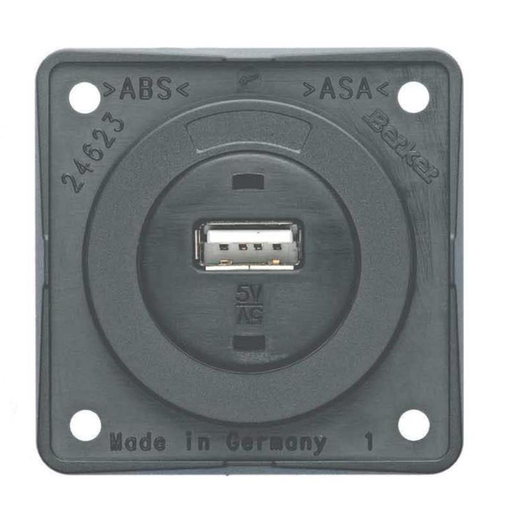 Berker Contactdoos 1x USB Lader 12V Inbouw Grijs Mat