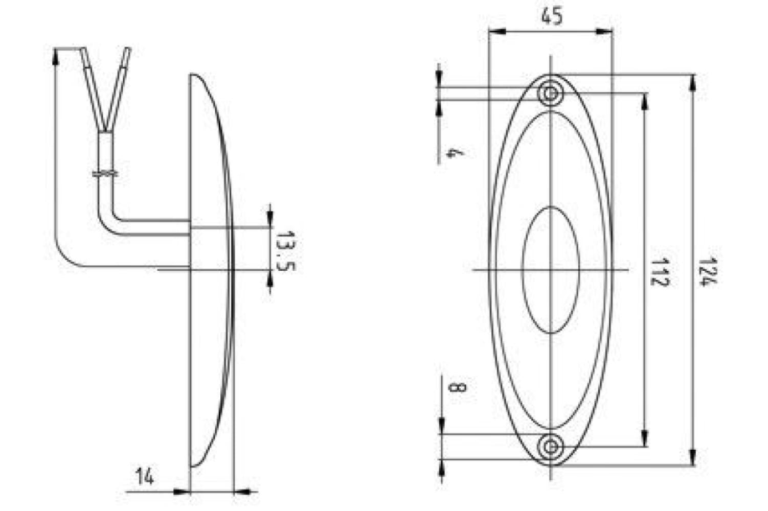 Jokon Zijmarkering LED SMLR2010 Ovaal Opbouw Oranje-Wit Frame