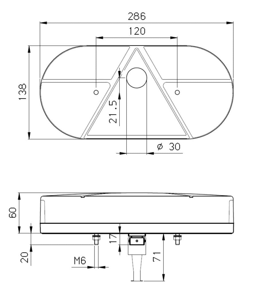 Jokon Achterlicht L610 Rem/ Knipper/ Kenteken/ Mist/ Achteruitrij/ Driehoek Reflector Opbouw Rechts
