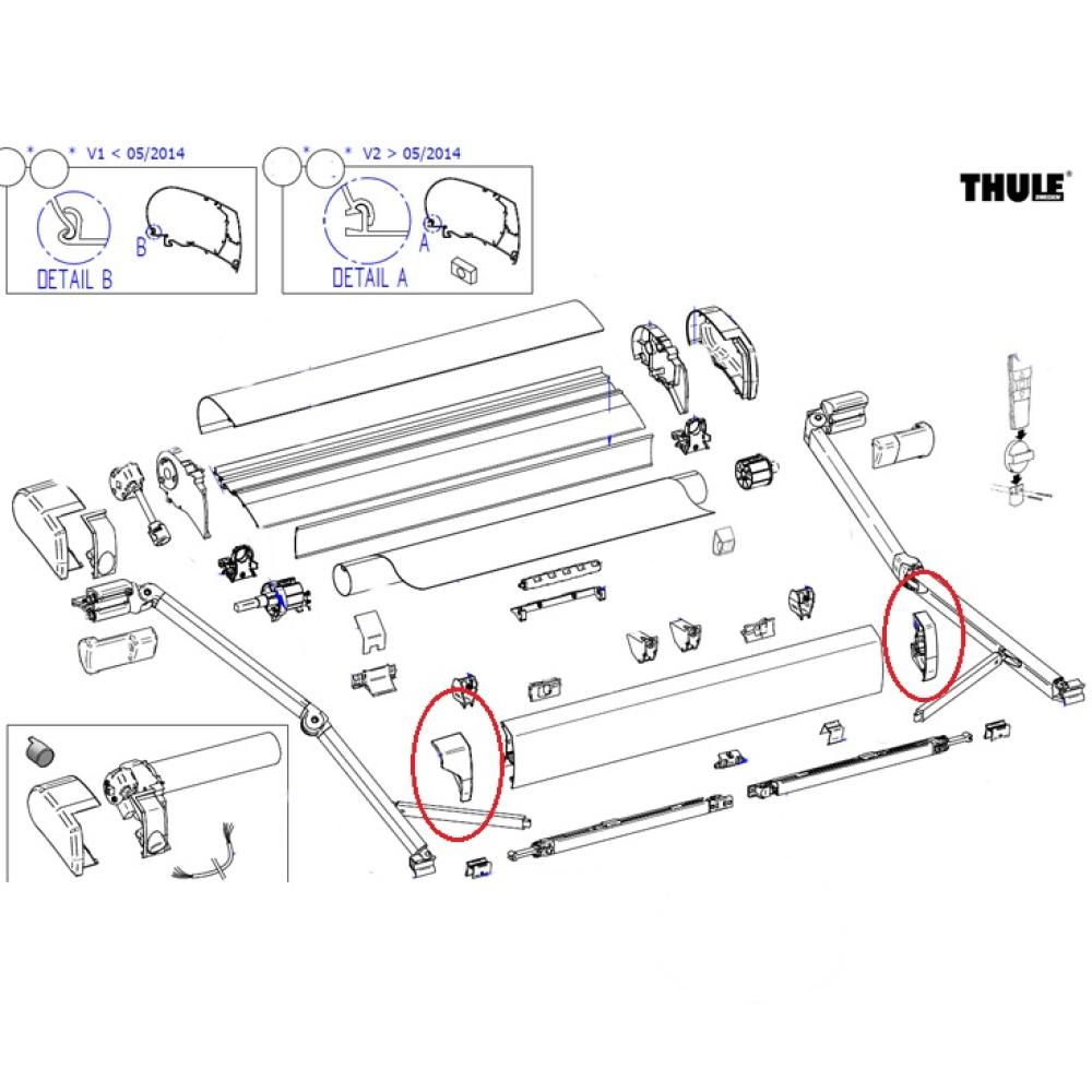 Thule Eindkap Lead Rail LH+RH 9200 Wit