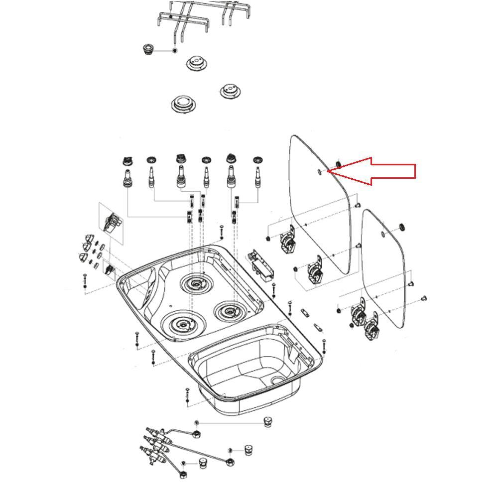 Dometic MO7123 Glasdeksel Komfoor gedeelte