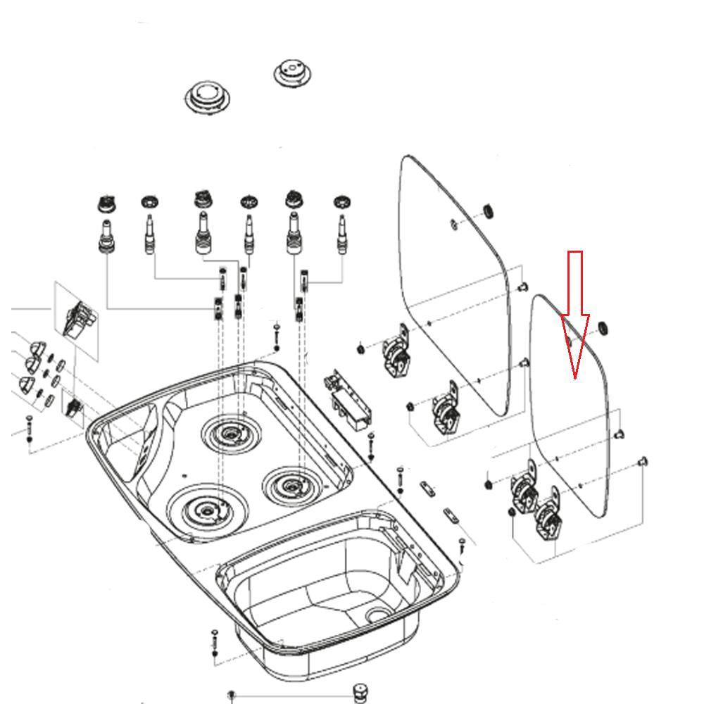 Dometic Spoelbak Combinatie Glasplaat Zwart