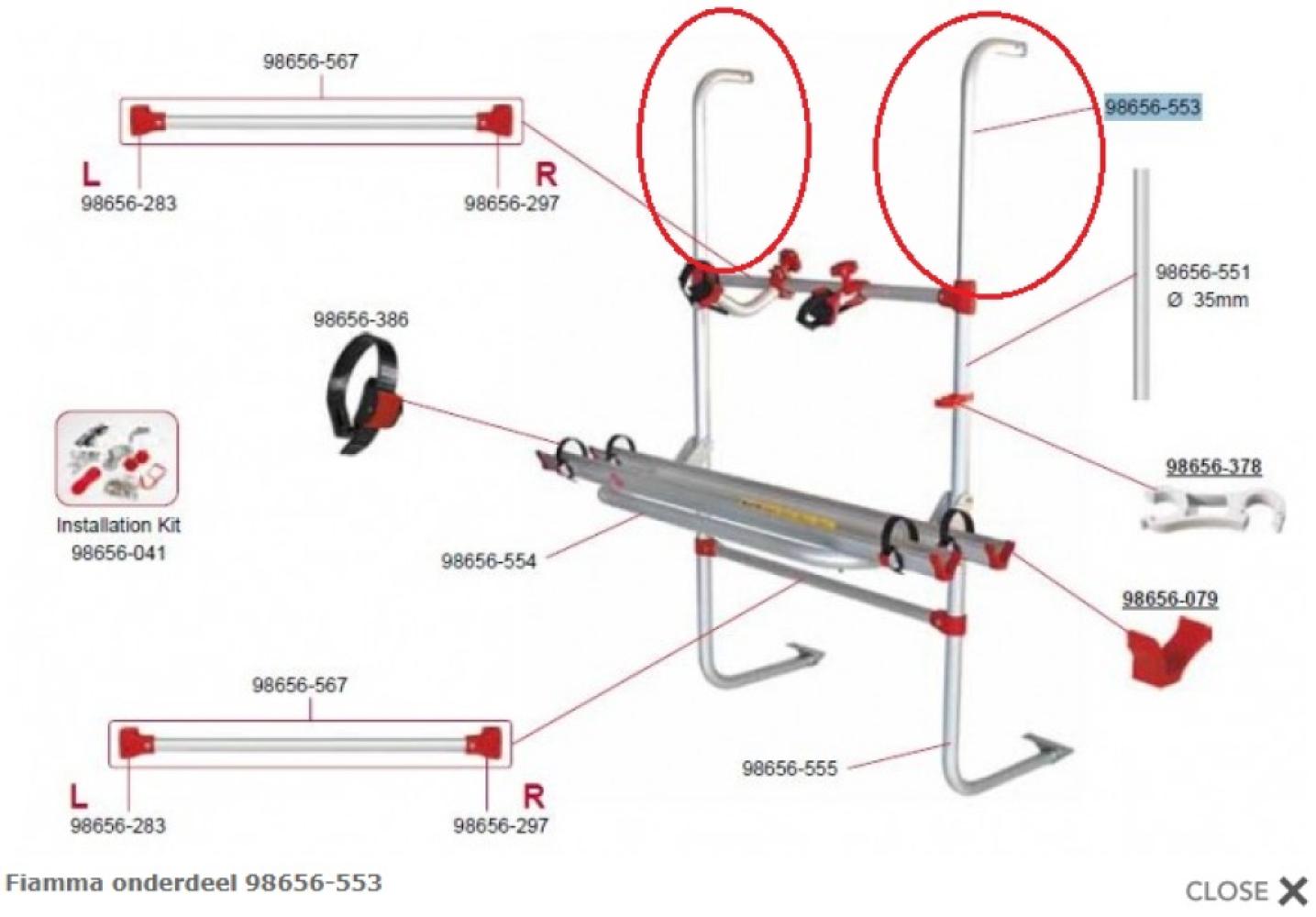 Fiamma Bovenarm fietsenrek universeel 98656-553