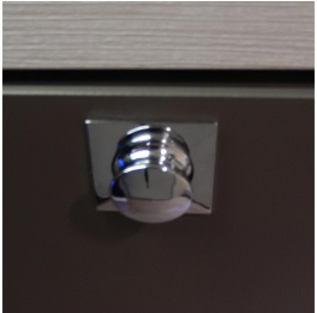 Mini Knop+Ring Vierkant Pushlock Glanzend Chroom 2st.