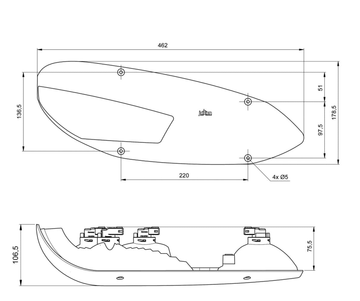 Jokon Achterlicht L3000 Rem/ Knipper/ Mist/ Achteruitrij/ Driehoek Reflector Links