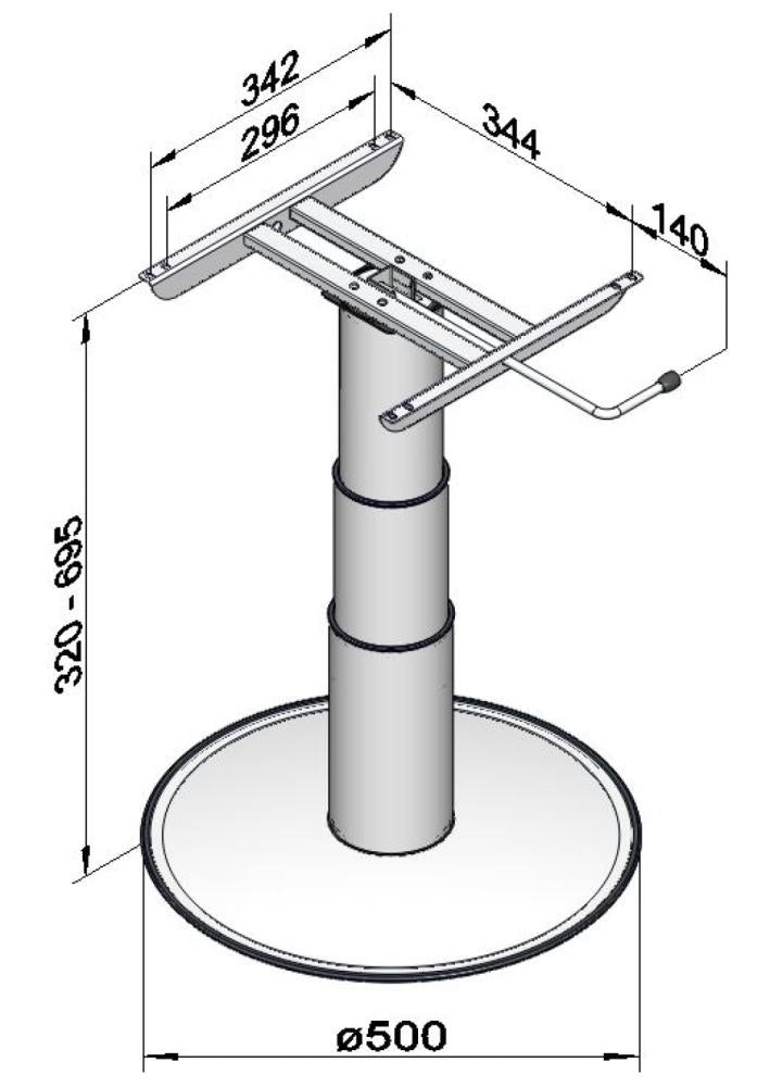 Ilse Vrijstaande Lifttafelpoot 7037 G06 32/69.5cm