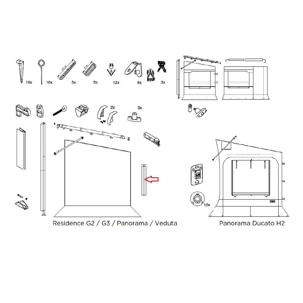 Thule Residence G3 Connecting Profile Zwart 1m