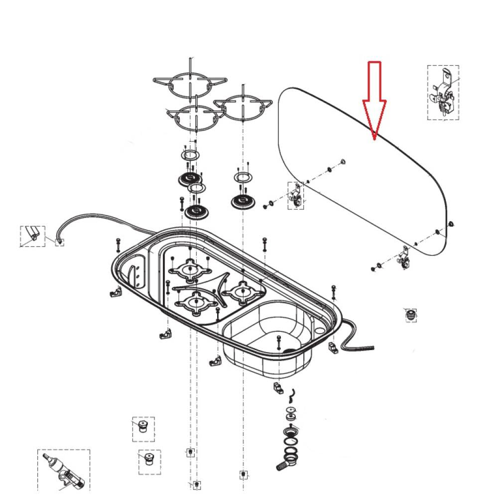 Dometic Glasdeksel, RAL9005  HSG 3436