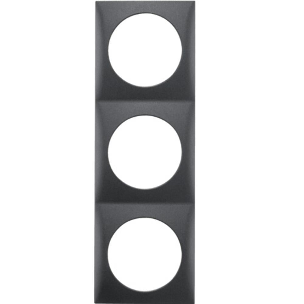 Berker Afdekraam Flow 3-Vaks Antraciet Mat